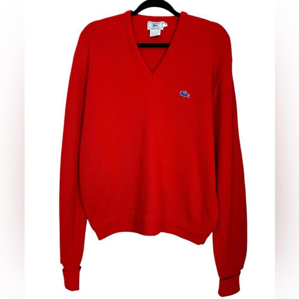 Vintage 1960 Izod Lacoste Blue Alligator V-Neck Sweater Large